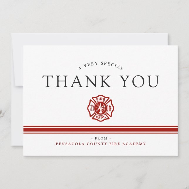 Fire Rescue Academy Custom Thank You Card (Front)