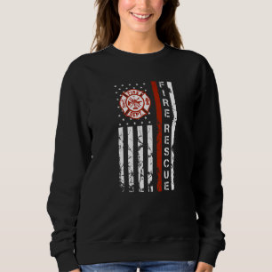 Fire Rescue American Flag Proud Fireman Support Fi Sweatshirt