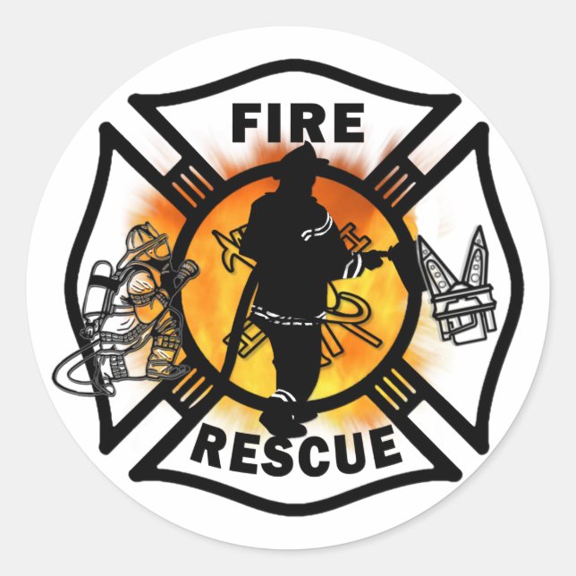 Fire Rescue Classic Round Sticker (Front)