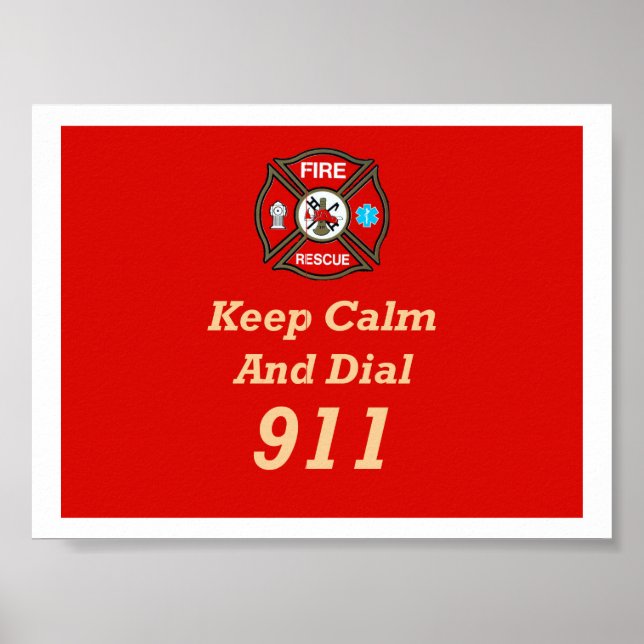Fire Rescue Emergency Dial 911 Poster (Front)