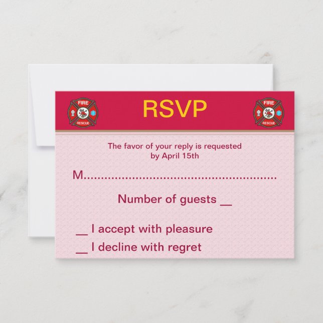 Fire-Rescue EMT Wedding RSVP Cards (Front)