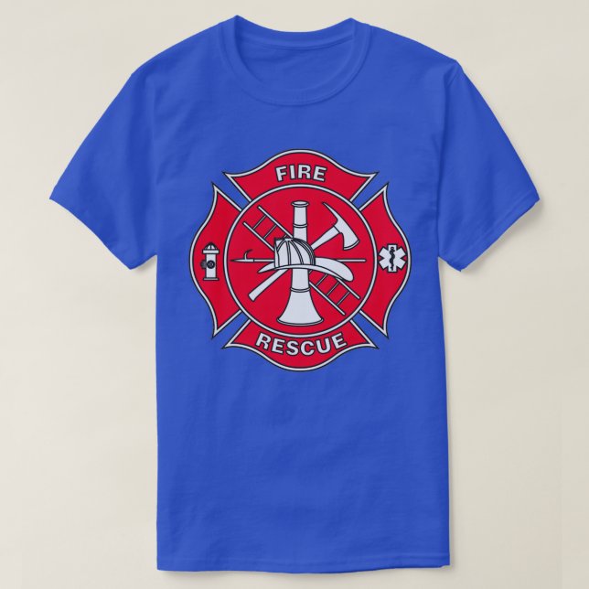Fire Rescue Fire Department Maltese Cross Full Col T-Shirt (Design Front)