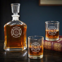 Fire & Rescue Firefighter Glass Set With Decanter