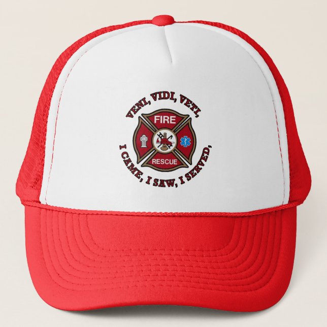 Fire Rescue Firefighter's Cross Trucker Hat (Front)