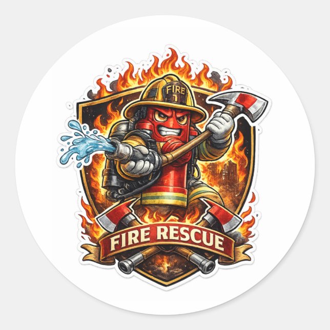 Fire Rescue Hero Classic Round Sticker (Front)