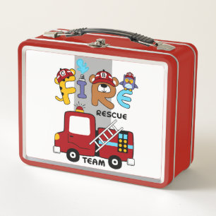 Fire Rescue Team  Metal Lunch Box