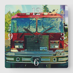 Fire & Rescue Truck Firefighters Wall Clock