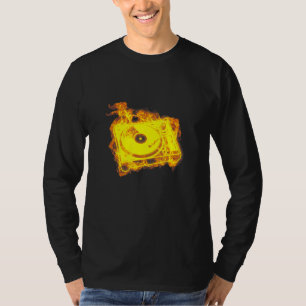 Fire Retro Dj Turntable Flames Music Player Dj T-Shirt