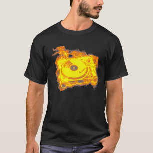 Fire Retro DJ Turntable Flames Music Player DJ T-Shirt