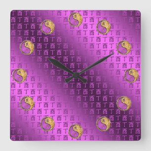 Fire Rooster Square Wall Clock