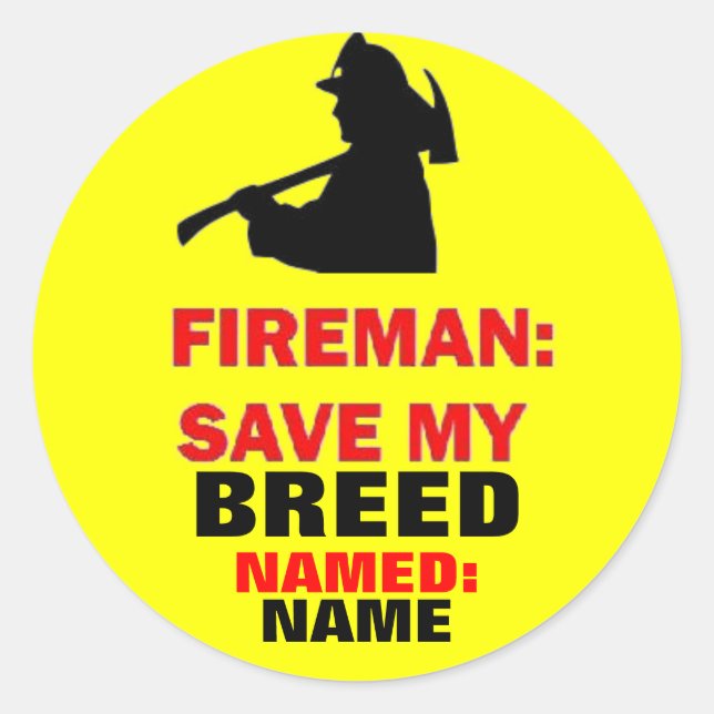 Fire Safety Custom Save My Pet Classic Round Sticker (Front)