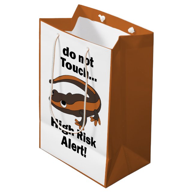 Fire Salamander Do Not Touch High Risk Alert Funny Medium Gift Bag (Front Angled)
