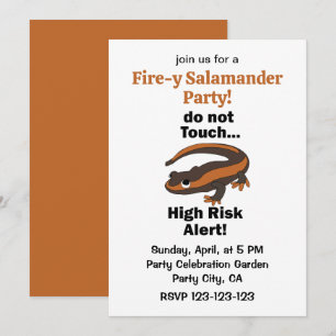 Fire Salamander Do Not Touch High Risk Alert Party Invitation