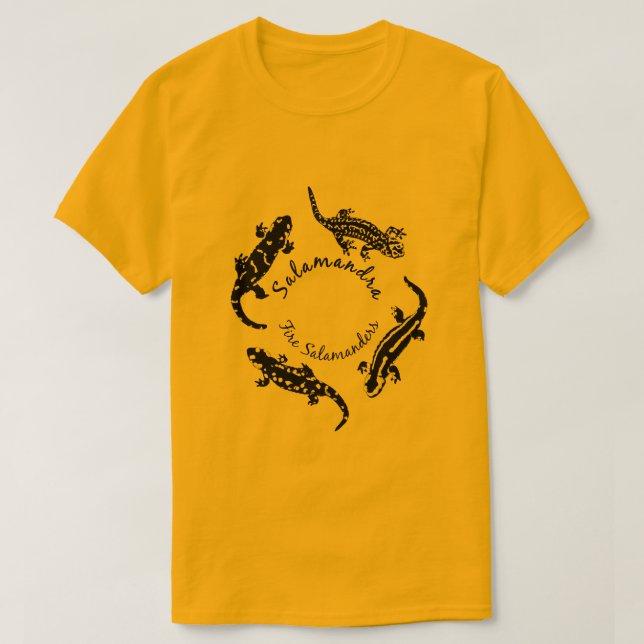Fire Salamanders in a ring (Black Logo) T-Shirt (Design Front)