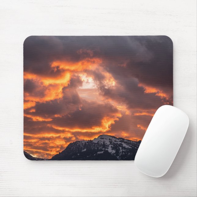 Fire Skies, Grand Teton Mouse Pad (With Mouse)