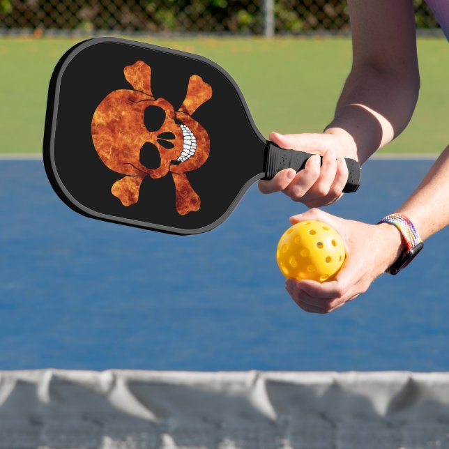 Fire Skull And Crossbones Pickleball Paddle (Insitu)