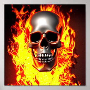 Fire Skull Poster