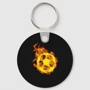 Fire Soccer Ball Soccer Player Key Ring