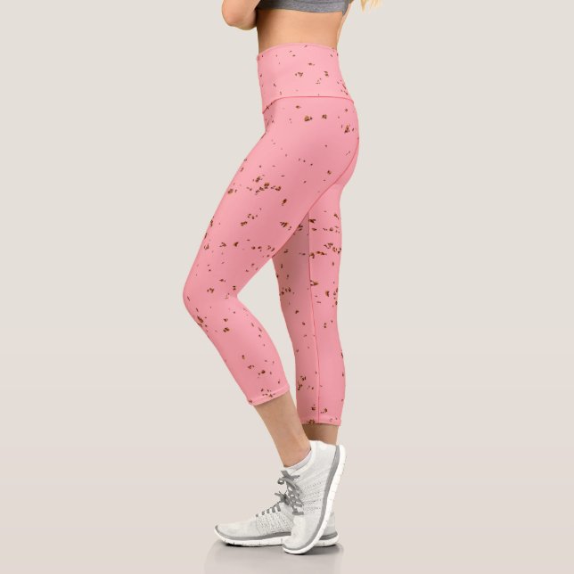Fire Sparks Overlay Your Photo Blush Pink Capri Leggings (Left)