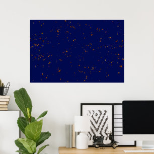 Fire Sparks Overlay Your Photo Bonfire Ashes Blue Poster