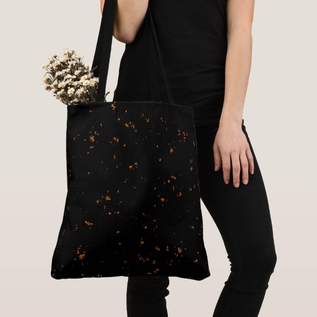 Fire Sparks Overlay Your Photo Burning Ashes Black Tote Bag (Close Up)