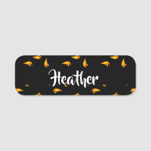 Fire sparks pattern on black name tag