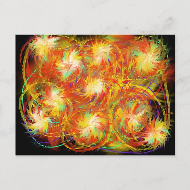 Fire Spirals Funky Colourful Flame Abstract Art Postcard (Front)