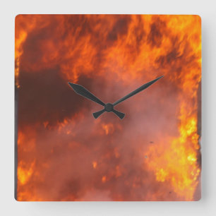 Fire  square wall clock