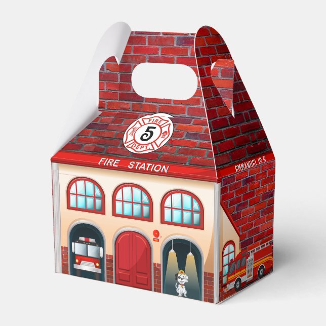Fire Station House | Firefighter Birthday Party  Favour Box (Front Side)