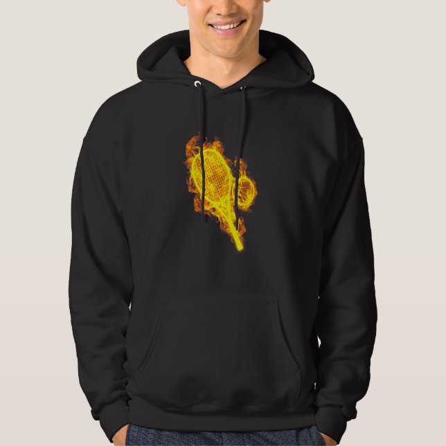 Fire Tennis Racquet And Ball Flaming Tennis Player Hoodie (Front)