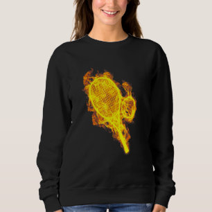 Fire Tennis Racquet And Ball Flaming Tennis Player Sweatshirt