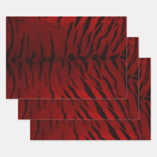Fire Tiger Skin Print Wrapping Paper Sheet