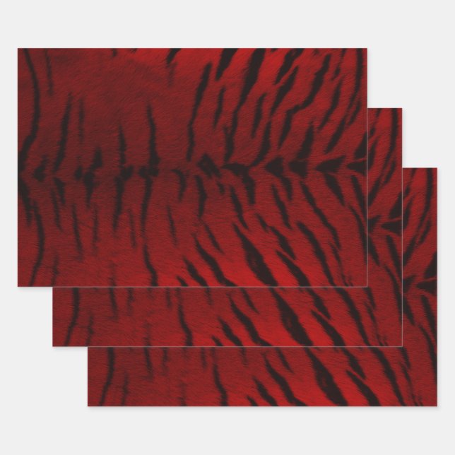 Fire Tiger Skin Print Wrapping Paper Sheet (Set)