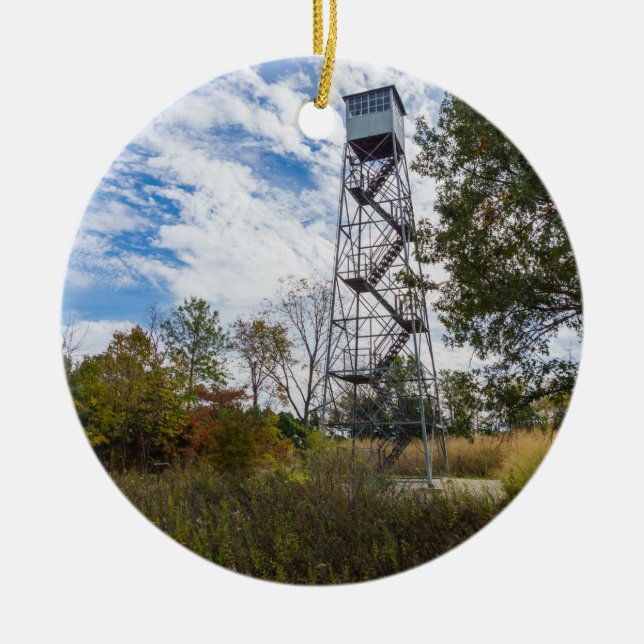 Fire Tower Runge Ceramic Ornament (Front)