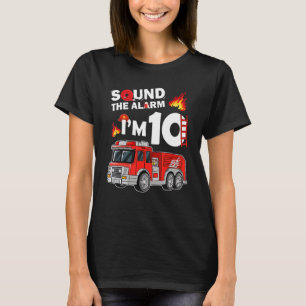 Fire Truck 10 Year Old Firefighter 10th Birthday B T-Shirt
