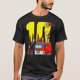 Fire Truck 10 Year Old Firefighter 10th Birthday B T-Shirt