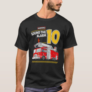 Fire Truck 10 Year Old Firefighter 10th Birthday B T-Shirt