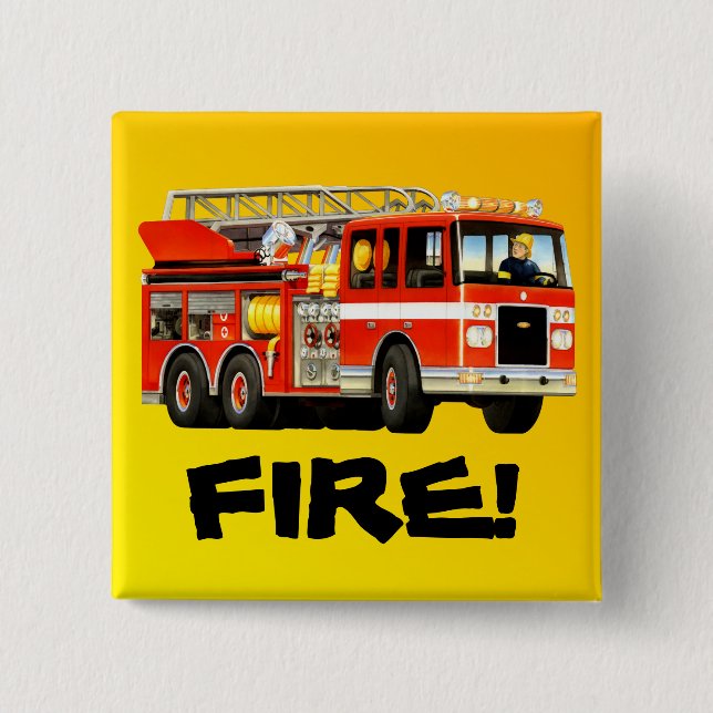 Fire Truck 15 Cm Square Badge (Front)