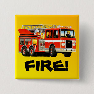 Fire Truck 15 Cm Square Badge