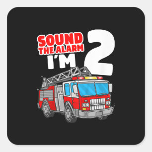 Fire Truck 2 Year Old Firefighter 2nd Birthday Square Sticker