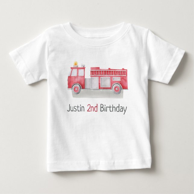 fire truck 2nd Birthday Boy  Baby T-Shirt (Front)