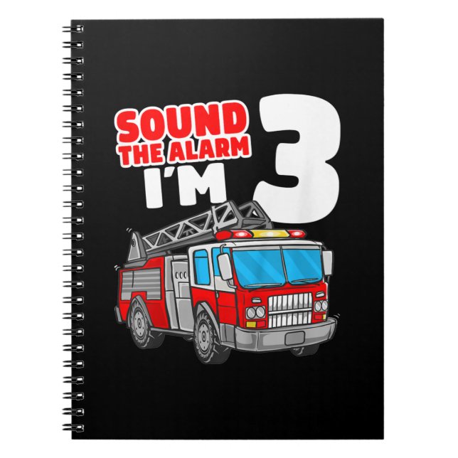 Fire Truck 3 Year Old Firefighter 3rd Birthday Notebook (Front)