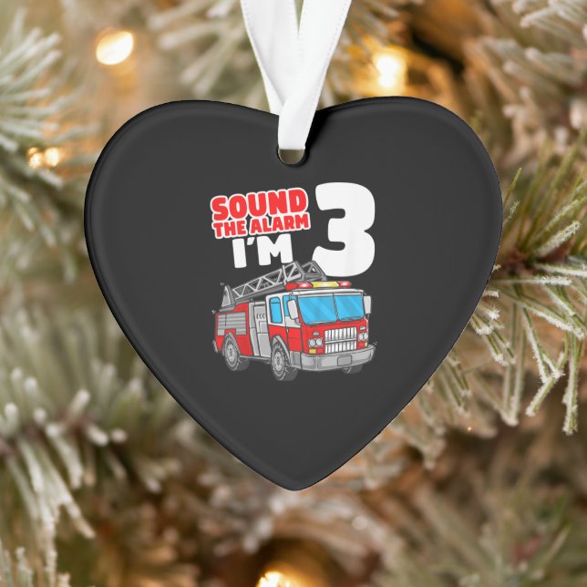 Fire Truck 3 Year Old Firefighter 3rd Birthday Ornament (Tree)