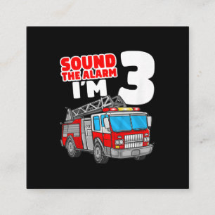 Fire Truck 3 Year Old Firefighter 3rd Birthday Square Business Card