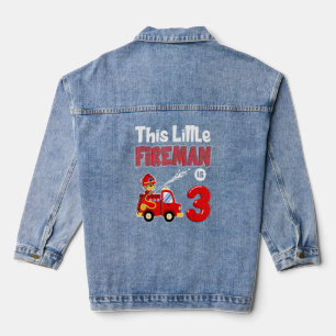 Fire Truck 3rd Birthday Boy Toddler Firefighter 3 Denim Jacket