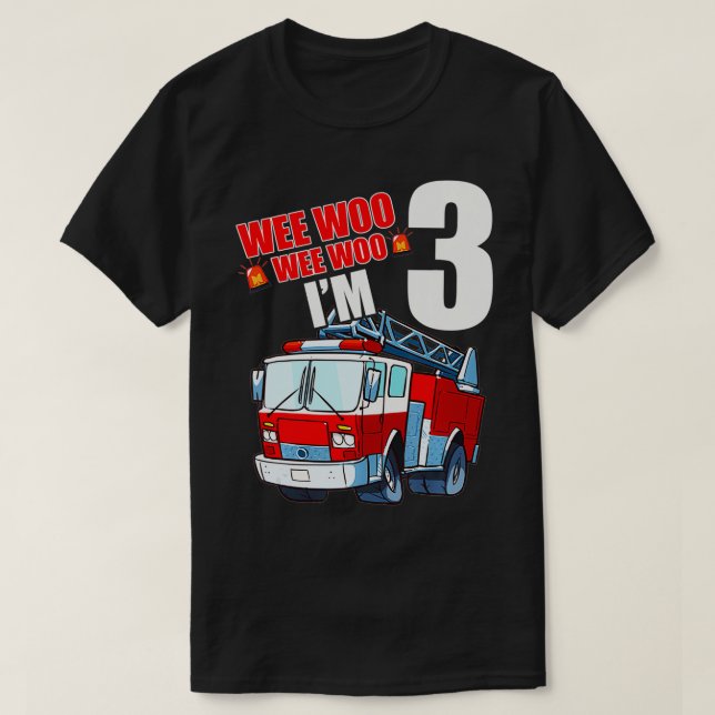 Fire Truck 3rd Birthday Boy Toddler Firefighter Co T-Shirt (Design Front)