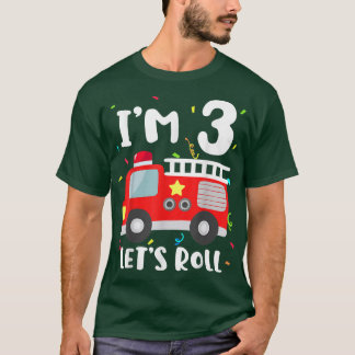 Fire Truck 3rd Birthday Toddler Boy Firefighter 3  T-Shirt