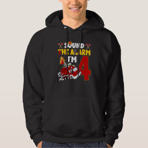 Fire Truck 4 Year Old Firefighter 4th Birthday Boy Hoodie