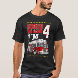 Fire Truck 4 Year Old Firefighter 4th Birthday Boy T-Shirt