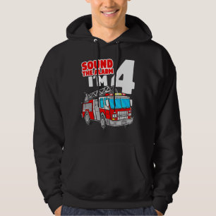 Fire Truck 4 Year Old Firefighter Four 4th Birthda Hoodie